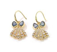 Orecchini a forma di fiocco in oro con diamanti squisiti Ganci per le orecchie da donna stile chiaro di lusso alla moda adatto per la partecipazione al banchetto