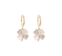 Orecchini a forma di fiore a quattro foglie, alla moda con pietra occhio di gatto, orecchini a petalo intarsiati con diamanti, accessori da donna, Misura unica, Acciaio inossidabile, Nessuna pietra