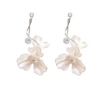 Orecchini a forma di fiore con perle finte e zirconi bianchi, un accessorio fresco e dolce per le tue orecchie