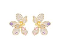 Orecchini a forma di fiore con strass placcato oro per donna Accessori moda gioielli creativi regali