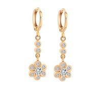 Orecchini a forma di fiore da donna, pendenti in oro con zirconia cubica bianca, monachella per compleanno