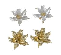 Orecchini a forma di fiore di giglio 3D bianchi e oro 2 paia da donna, orecchini a forma di fiori bohémien, gioielli unici per matrimonio e abbigliamento quotidiano