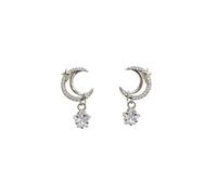 Orecchini a forma di fiore di luna stella, orecchini in zircone di lusso leggero, accessori delicati e dolci, adatti per il pendolarismo quotidiano e l'abbigliamento da datazione