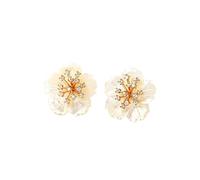 Orecchini a forma di fiore di madreperla per le donne, eleganti gioielli con fiori di conchiglia con centro di cristallo scintillante, alla moda e squisito regalo per lei