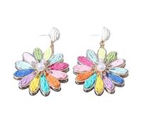 Orecchini a forma di fiore di rafia fatti a mano Stili Gioielli Giorno Caldo Regali Per Le Donne Ragazze Elegante Dolce Rattan Knit Leggero Handmade, Misura unica, come descritto, come descritto