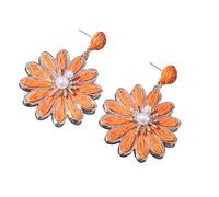 Orecchini a forma di fiore di rafia fatti a mano Stili Gioielli Giorno Caldo Regali Per Le Donne Ragazze Elegante Dolce Rattan Knit Elegante Raffia Fiore Orecchini Per, Misura unica, come descritto
