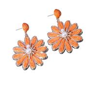 Orecchini a forma di fiore di rafia fatti a mano Stili Gioielli Giorno Caldo Regali Per Le Donne Ragazze Elegante Dolce Rattan Knit Leggero Handmade, Misura unica, come descritto, come descritto