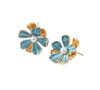 Orecchini A Forma Di Fiore In Finto Smalto Con Perla, Chic E Delicato, Perfetti Per Gli Spostamenti Quotidiani E Gli Eventi Sociali, Orecchini Di Moda Per Le Donne