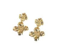 Orecchini a forma di fiore in oro doppio con zirconi al centro Orecchini floreali in stile retrò elegante orecchini pendente da donna