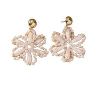 Orecchini A Forma Di Fiori con Perline Beige Fatti A Mano Per Donna, Orecchini Pendenti con Fiori Bohémien Per Feste, Gioielli Estivi, Accessori Per Festival