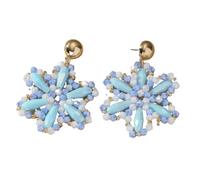 Orecchini A Forma Di Fiori con Perline Blu Fatti A Mano Per Donna, Orecchini Pendenti con Fiori Bohémien Per Feste, Gioielli Estivi, Accessori Per Festival
