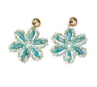 Orecchini A Forma Di Fiori con Perline Verdi Fatti A Mano Per Donna, Orecchini Pendenti con Fiori Bohémien Per Feste, Gioielli Estivi, Accessori Per Festival