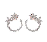 Orecchini a forma di fiori delicati in argento sterling 925 | Placcatura in oro rosa | N. pietra: 36 | Dimensioni gemma: 0,01-0,07 mm | Peso: 2,24 crt | Forma: Marquise | 3,038 grammi | R_00054