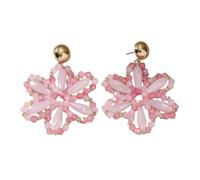 Orecchini A Forma Di Fiori Rosa con Perline Fatti A Mano Per Donna, Orecchini Pendenti con Fiori Bohémien Per Feste, Gioielli Estivi, Accessori Per Festival