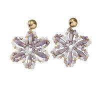 Orecchini A Forma Di Fiori Viola con Perline Fatti A Mano Per Donna, Orecchini Pendenti con Fiori Bohémien Per Feste, Gioielli Estivi, Accessori Per Festival