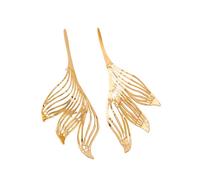 Orecchini a forma di foglia cava, materiale in lega, processo di galvanoplastica evidenzia la consistenza, stile retrò letterario, accessori moda donna