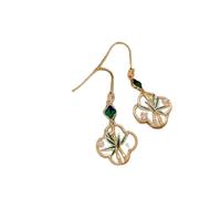 Orecchini a forma di foglia di bambù antichi con smalto elegante classico squisito Raccolta di compleanno regalo di nozze da donna