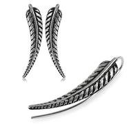 Orecchini a forma di foglia ossidata, in argento Sterling 925, non piercing, Argento sterling, Zirconia cubica