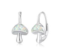 Orecchini a forma di fungo, da ragazza, in argento sterling 925, con opale, per la festa della mamma, laurea, regalo per donne, figlie, moglie e bambini, Argento