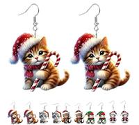 Orecchini a forma di gattino natalizio, graziosi orecchini a forma di gatto, design divertente per le feste, perfetti per le feste di Natale e un ottimo regalo per gli amanti dei gatti