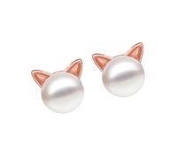 Orecchini a forma di gattino resistenti alle allergie con accenti di perle, in rame, leggeri, da indossare tutti i giorni, collana o orecchini a perno, regalo unico, One Size, come descritto, come