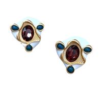 Orecchini a forma di gemma multi con smalto barocco, orecchini posteriori in argento 925 per eventi da sposa, da ufficio e da cocktail formali