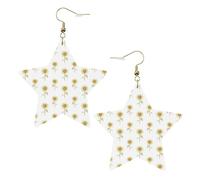 Orecchini a forma di girasole dipinti a mano in pelle floreale a forma di stella, accessori alla moda, leggeri, festival, feste, vita quotidiana, One Size, Pelle, Non pietra preziosa