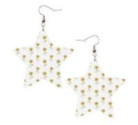 Orecchini a forma di girasole dipinti a mano in pelle floreale a forma di stella, accessori alla moda, leggeri, festival, feste, vita quotidiana, One Size, Pelle, Non pietra preziosa