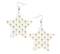 Orecchini a forma di girasole dipinti a mano in pelle floreale a forma di stella, accessori alla moda, leggeri, festival, feste, vita quotidiana, One Size, Pelle, Non pietra preziosa