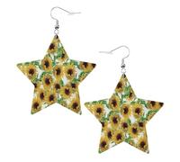 Orecchini a forma di girasole in pelle a forma di stella, accessori alla moda, leggeri, per festival, feste, vita quotidiana, One Size, Pelle, Non pietra preziosa