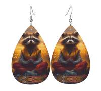 Orecchini a forma di goccia di procione meditando fiore del tramonto delle donne orecchini di cuoio a forma di goccia orecchini di moda