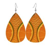 Orecchini a forma di lacrima in finta pelle con immagine a trama arancione, orecchini pendenti leggeri alla moda orecchini in pelle per donne matrimoni, feste, cerimonie, banchetti, regali