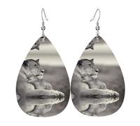 Orecchini a forma di leonessa con cucciolo in pelle a forma di lacrima Texture leggera di lusso - adatti per l'uso quotidiano, orecchini per feste e appuntamenti