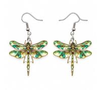 Orecchini a forma di libellula, da donna, a forma di insetto, per amanti della natura, feste in giardino, abbigliamento autunnale e regalo di compleanno, Medio, Zinco, Non pietra preziosa