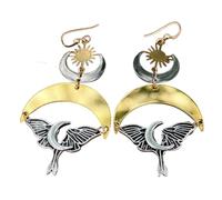 Orecchini a forma di luna e falena, con design unico che simboleggia il cambiamento e la rinascita, orecchini pendenti in lega per le donne alla moda