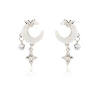 Orecchini a forma di luna, orecchini da donna, in argento, a forma di stella, fata, gioielli gotici, gioielli celesti asimmetrici, orecchini pendenti a forma di strega, luna crescente, stella celeste