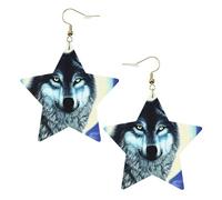 Orecchini a forma di lupo sotto la luna a forma di stella per le donne gioielli alla moda e regali per feste di compleanno