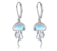 Orecchini a forma di medusa/sirena/agata muschiata, in argento Sterling 925, con pietra di luna, per donna, spiaggia, oceano, idea regalo per donne, Argento sterling, Nessuna pietra preziosa