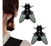 Orecchini a Forma di Mosca Realistici, Gioielli Insetto Horror, Unici Mosca, Mosche per Costume Halloween(Nero)