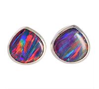 Orecchini a forma di opale di fuoco, 11 mm, in argento Sterling 925, con pera, lunetta multicolore, fatti a mano, orecchini a goccia con pietre preziose vibranti, per donna