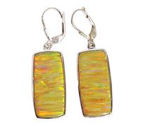 Orecchini a forma di opale di fuoco in argento Sterling 925, 25 x 12 mm, rettangolo, cabochon multicolore, set di orecchini a goccia, fatti a mano, gioielli scintillanti, regalo per lei