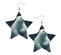 Orecchini a forma di orso bianco, in pelle, leggeri, a forma di stella, adatti per donne e feste di compleanno, Misura unica, Pelle sintetica