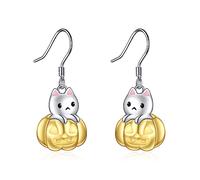 Orecchini a Forma di Orso per le Signore le Ragazze le Tazze di Miele in Argento 925 gli Orecchini Pendenti i Gioielli Dell'orso il Regalo (Gatto zucca)