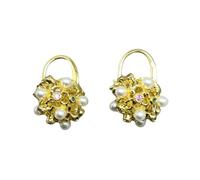 Orecchini a forma di ortensia scavati in stile cinese, romantici orecchini vintage a cesto di fiori di perle