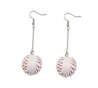 Orecchini a forma di pipistrello da softball asimmetrici con palla 3D a forma di palla da baseball, gioielli non penetranti per donne, accessori per il leader del tifo, Metallo Resina, Resina