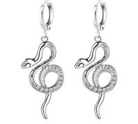 Orecchini a forma di serpente HMOOY, pendenti a forma di serpente, piccoli orecchini a cerchio in argento