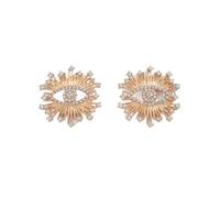 Orecchini a forma di sole e occhi da donna, borchie in lega color oro con accenti di zirconi scintillanti gioielli alla moda bohémien regalo