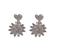 Orecchini a forma di sole in oro da donna, orecchini pendenti a forma di cuore, in argento, a forma di sole, cuore, orecchini pendenti a forma di cuore, accessori per gioielli da dichiarazione (othera