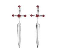 Orecchini a forma di spada gotica con zirconia cubica, orecchini a forma di pugnale, stile punk, a forma di spada, orecchini a perno per il Medioevo a forma di coltello, da donna, idea regalo, Zinco