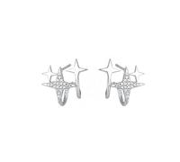 Orecchini a Forma di Stella a Quattro Punte in Argento Sterling Orecchini a Forma di Stella con zirconi a Forma di U da Donna Regalo di Gioielli di personalità Attractive Design